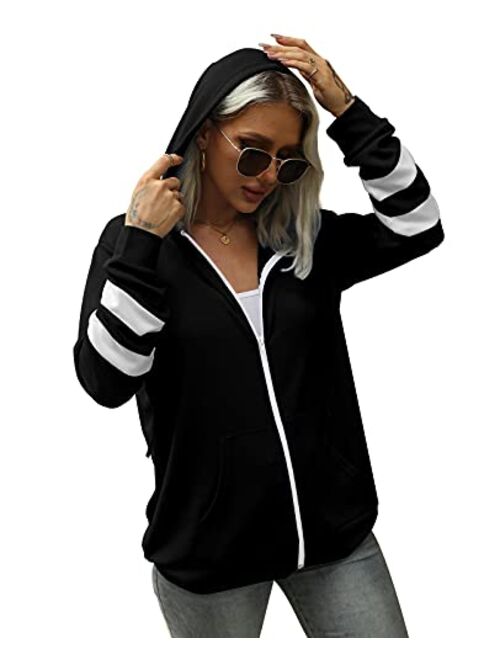 Bofell Womens Fashion Hoodies for Women Zip Up Sweatshirts Jackets Trending Now 2023
