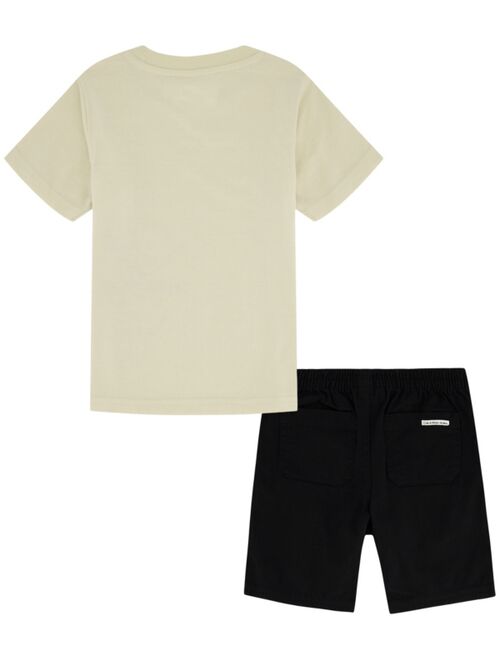 CALVIN KLEIN Little Boys Monogram Graphic T-shirt and Twill Shorts, 2 Piece Set