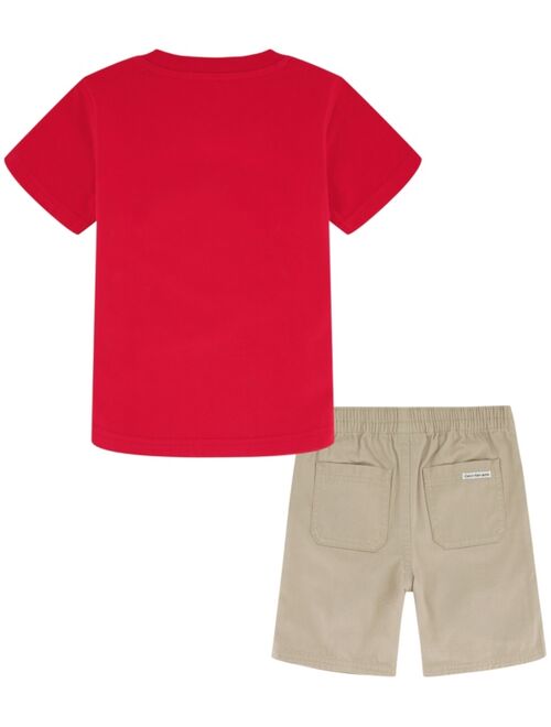 CALVIN KLEIN Toddler Boys Painted Logo Short Sleeve T-shirt and Twill Shorts, 2 Piece Set