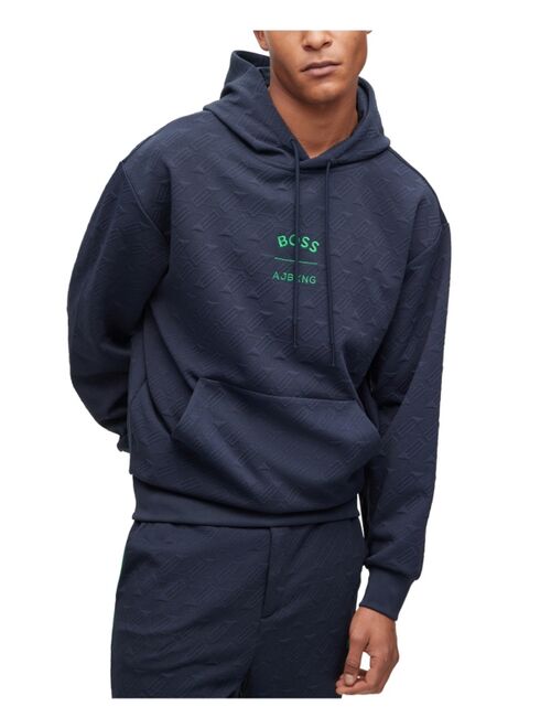BOSS by Hugo Boss Men's AJBXNG All-Over Monogram Jacquard Relaxed-Fit Hoodie