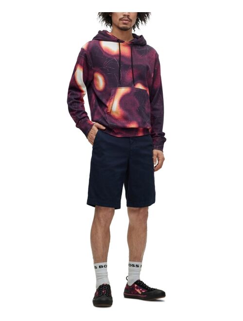BOSS by Hugo Boss Men's Cotton-Terry Hoodie with Heat-Map Print