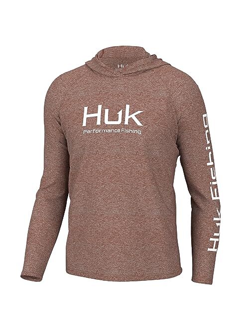 HUK Men's Pursuit Heather Hoodie, Sun Protecting Fishing Shirt with Hood