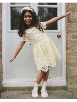 Kids floral-lace short-sleeve dress