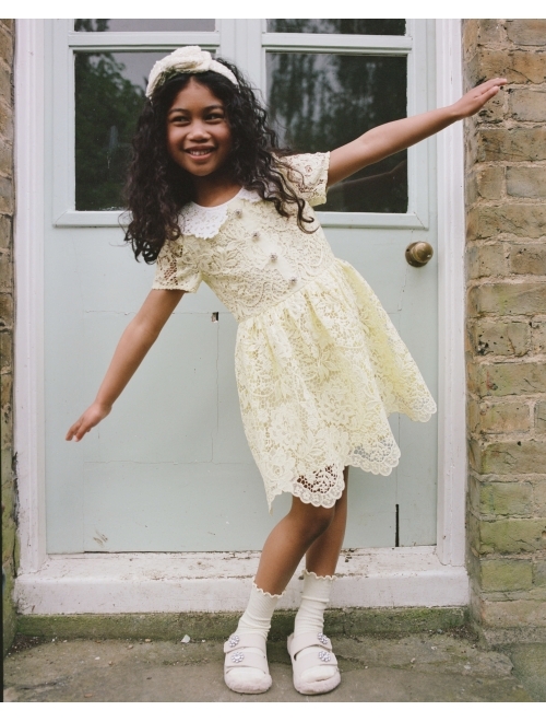 Self-Portrait Kids floral-lace short-sleeve dress