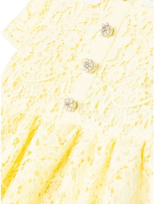 Self-Portrait Kids floral-lace short-sleeve dress