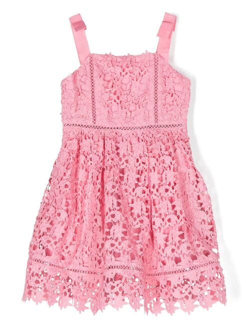 Self-Portrait Kids guipure-lace sleeveless flared dress