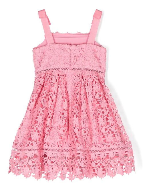 Self-Portrait Kids guipure-lace sleeveless flared dress