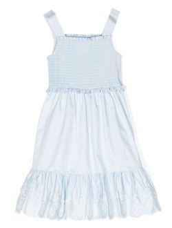 Kids elasticated-panel embroidered dress