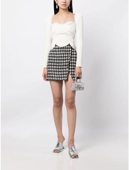 Self-Portrait houndstooth boucle skirt