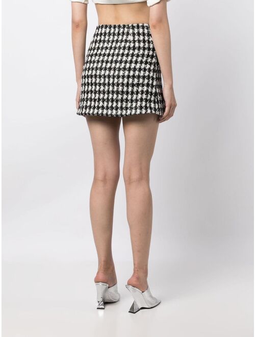 Self-Portrait houndstooth boucle skirt