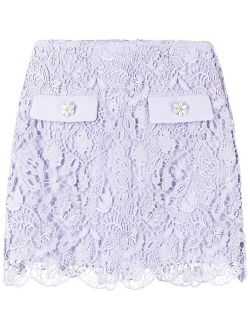 lace-overlay miniskirt