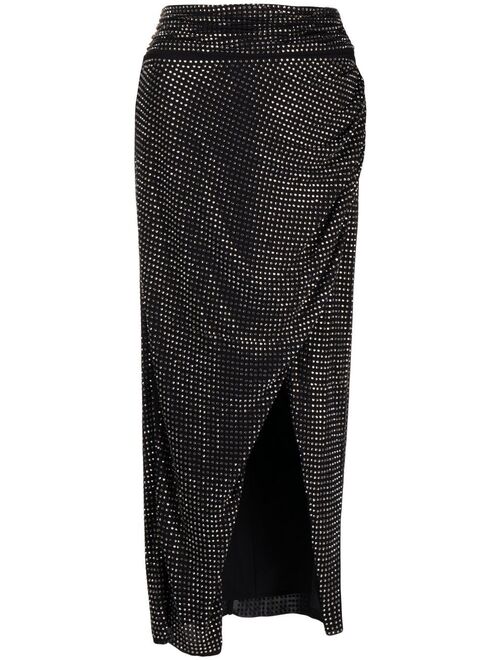 Self-Portrait gem-embellished draped skirt