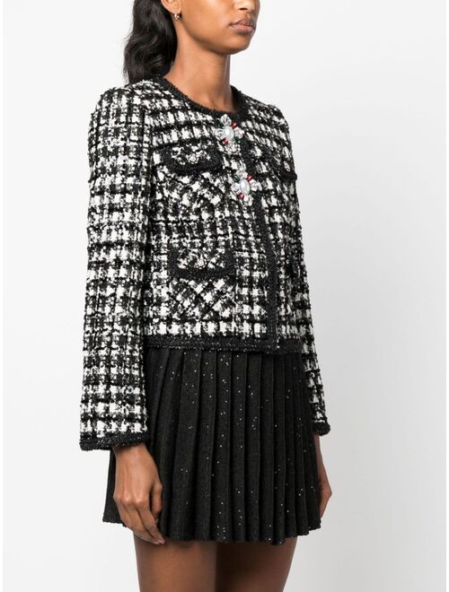 Self-Portrait check-pattern boucle jacket