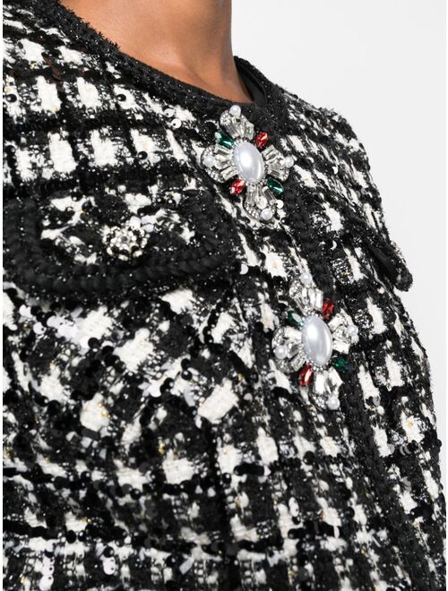 Self-Portrait check-pattern boucle jacket