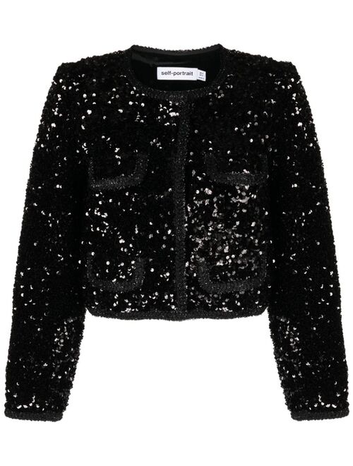 Self-Portrait sequined cropped jacket