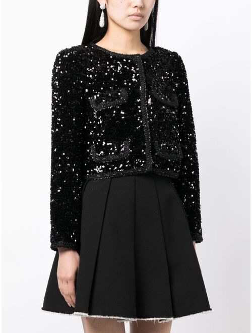 Self-Portrait sequined cropped jacket