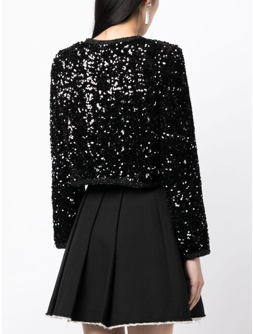 Self-Portrait sequined cropped jacket