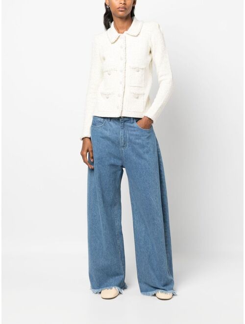 Self-Portrait pearl-trim sequin-embellished jacket