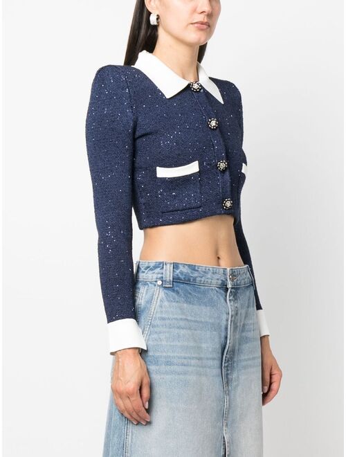 Self-Portrait cropped knitted jacket