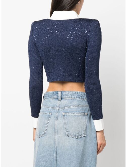 Self-Portrait cropped knitted jacket