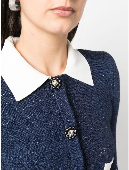 Self-Portrait cropped knitted jacket