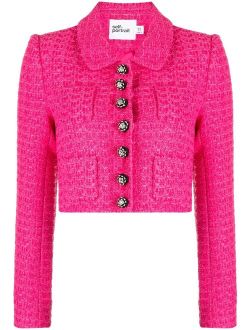 boucle buttoned cropped jacket