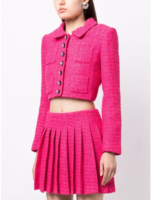 Self-Portrait boucle buttoned cropped jacket