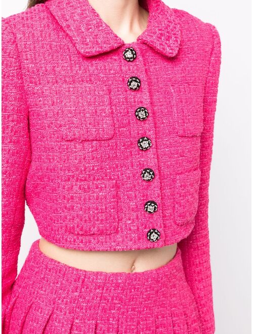 Self-Portrait boucle buttoned cropped jacket