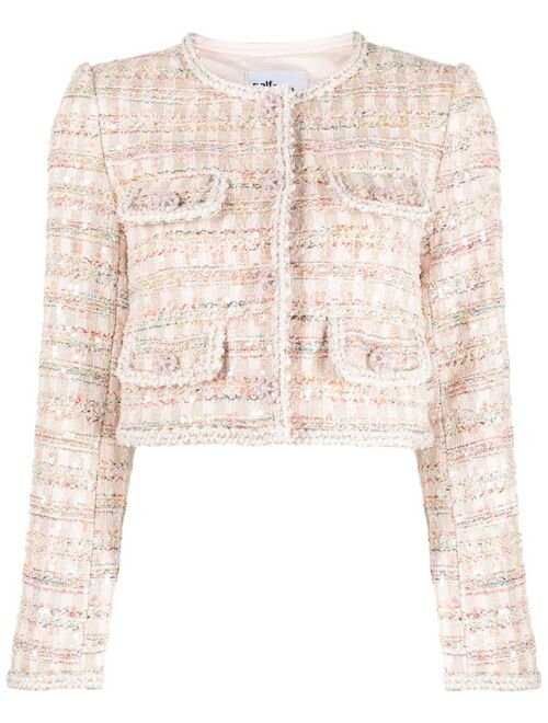 Self-Portrait cropped boucle jacket