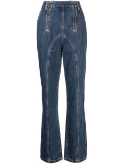 zip-embellished straight-leg jeans