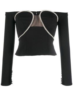 crystal-embellished cut-out top