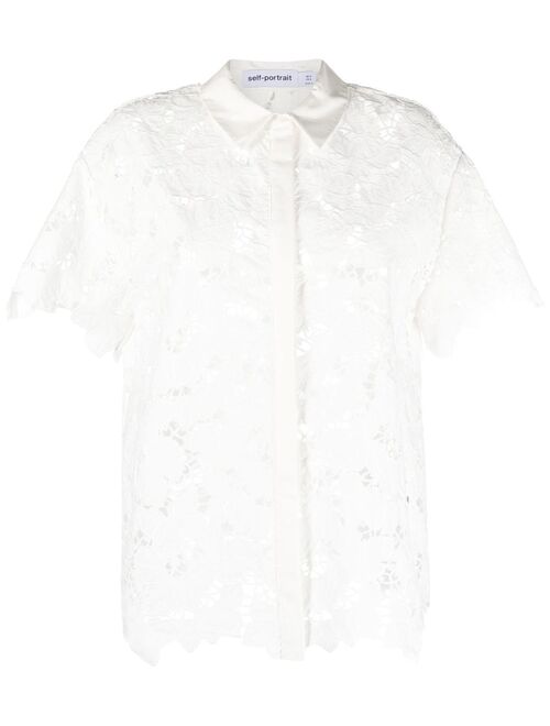 Self-Portrait short-sleeve lace top