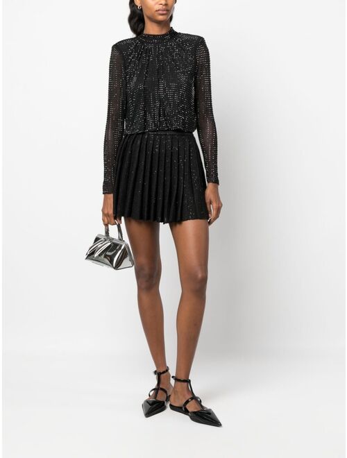 Self-Portrait rhinestone-embellished mesh-design blouse