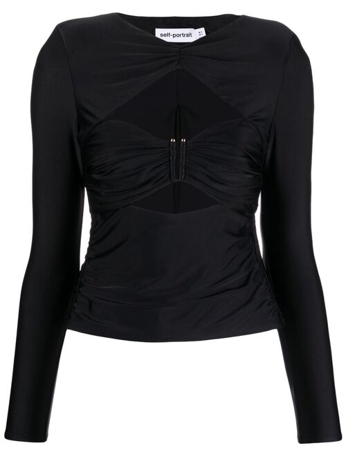 Self-Portrait ruched cut-out top