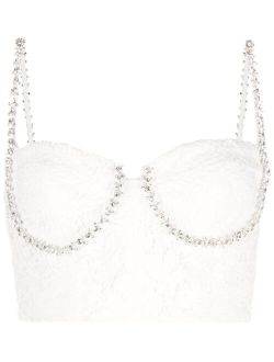 crystal-embellished cord lace top