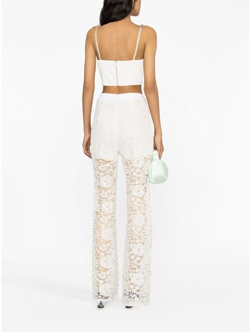 Self-Portrait crystal-embellished cord lace top