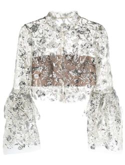 sequin flared-sleeve blouse