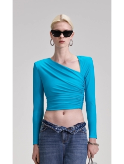 asymmetric ruched crop top