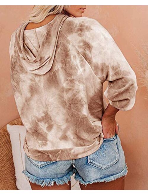 VISLILY Plus-Size Hoodies for Women Tie Dye Sweatshirts Tops