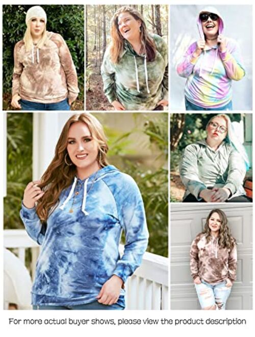 VISLILY Plus-Size Hoodies for Women Tie Dye Sweatshirts Tops
