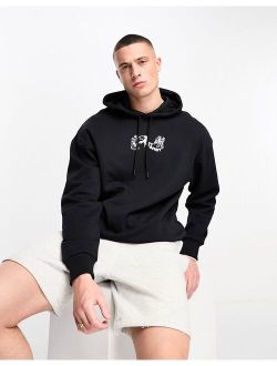 Originals oversized hoodie with chaos back print in black