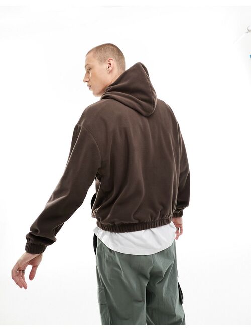 ASOS DESIGN oversized fleece hoodie in brown