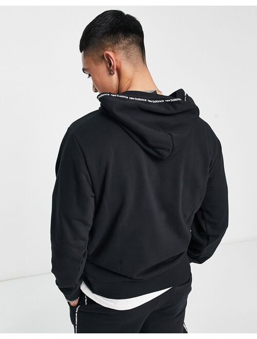 New Balance linear logo hoodie in black