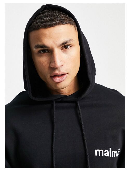 ASOS DESIGN oversized hoodie in black with Malmo city print - part of a set