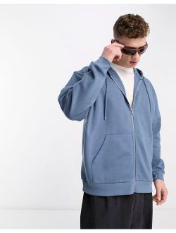 oversized zip hoodie in gasoline blue