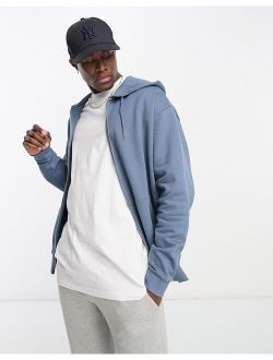oversized zip up hoodie in blue