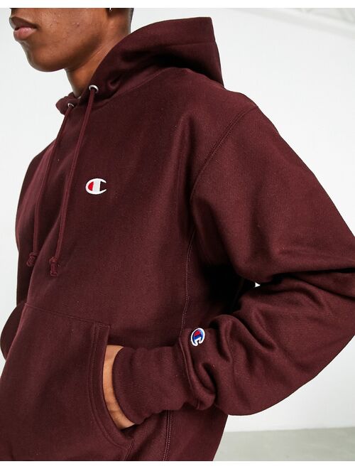 Champion small logo hoodie in burgundy