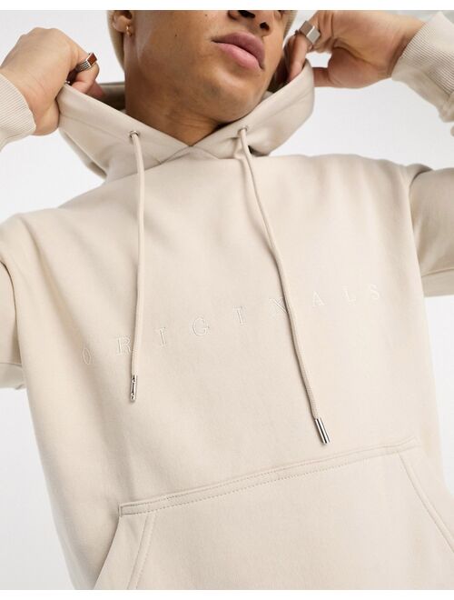 Jack & Jones Originals oversized hoodie with originals logo embroidery in beige