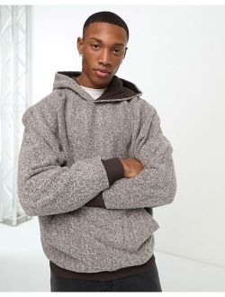 oversized hoodie in brown brushed texture