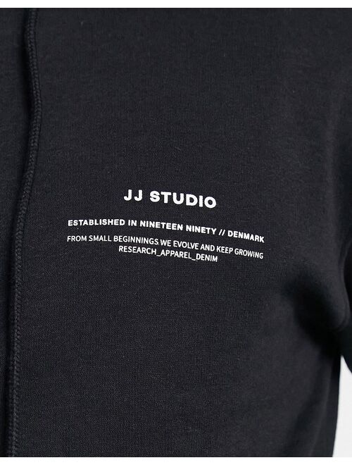 Jack & Jones Essentials oversized hoodie with chest print in black